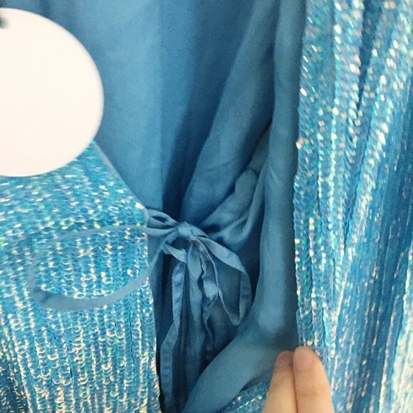 RETROFETE Audrey Sequin Robe Wrap Midi Dress - Picture 12 of 16